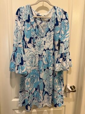 Lilly Pulitzer Blue & White Floral Midi Dress